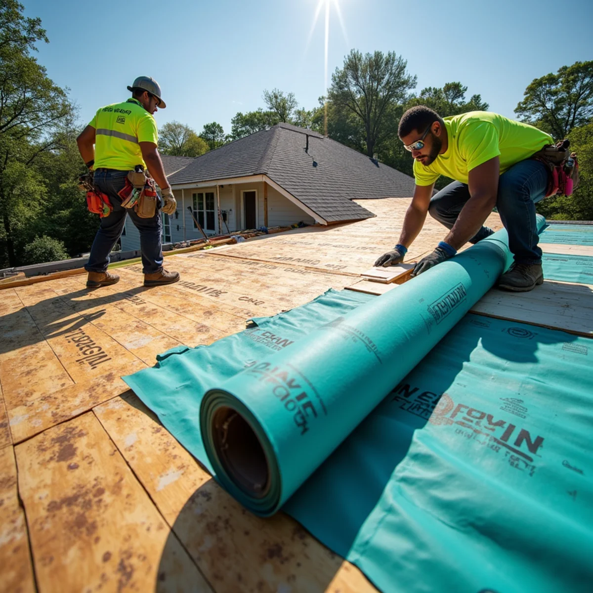 Professional roofing crew installing architectural shingles on Little Rock home
